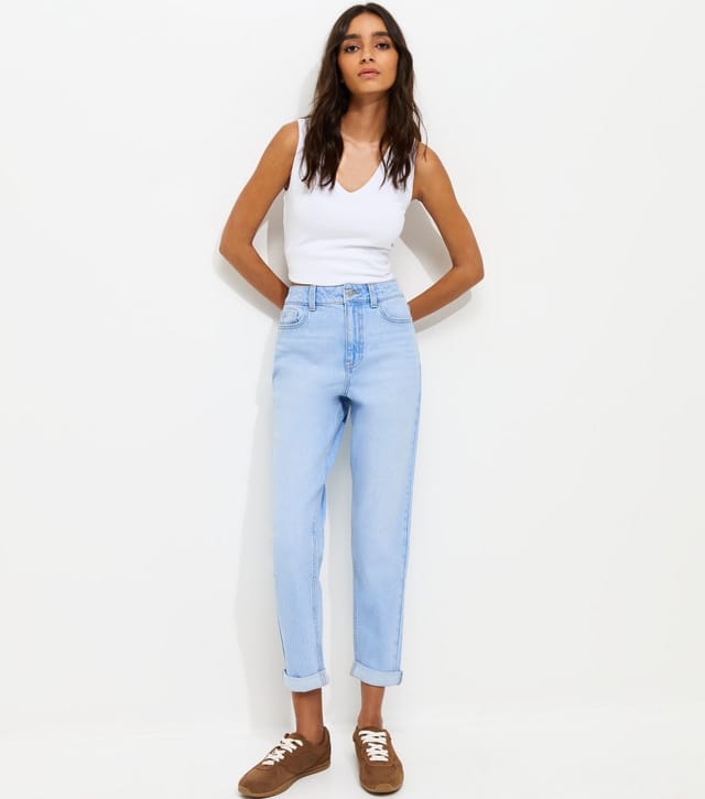New Look Women's Bright Blue High Waisted Tori Mom Jeans New Look - 3