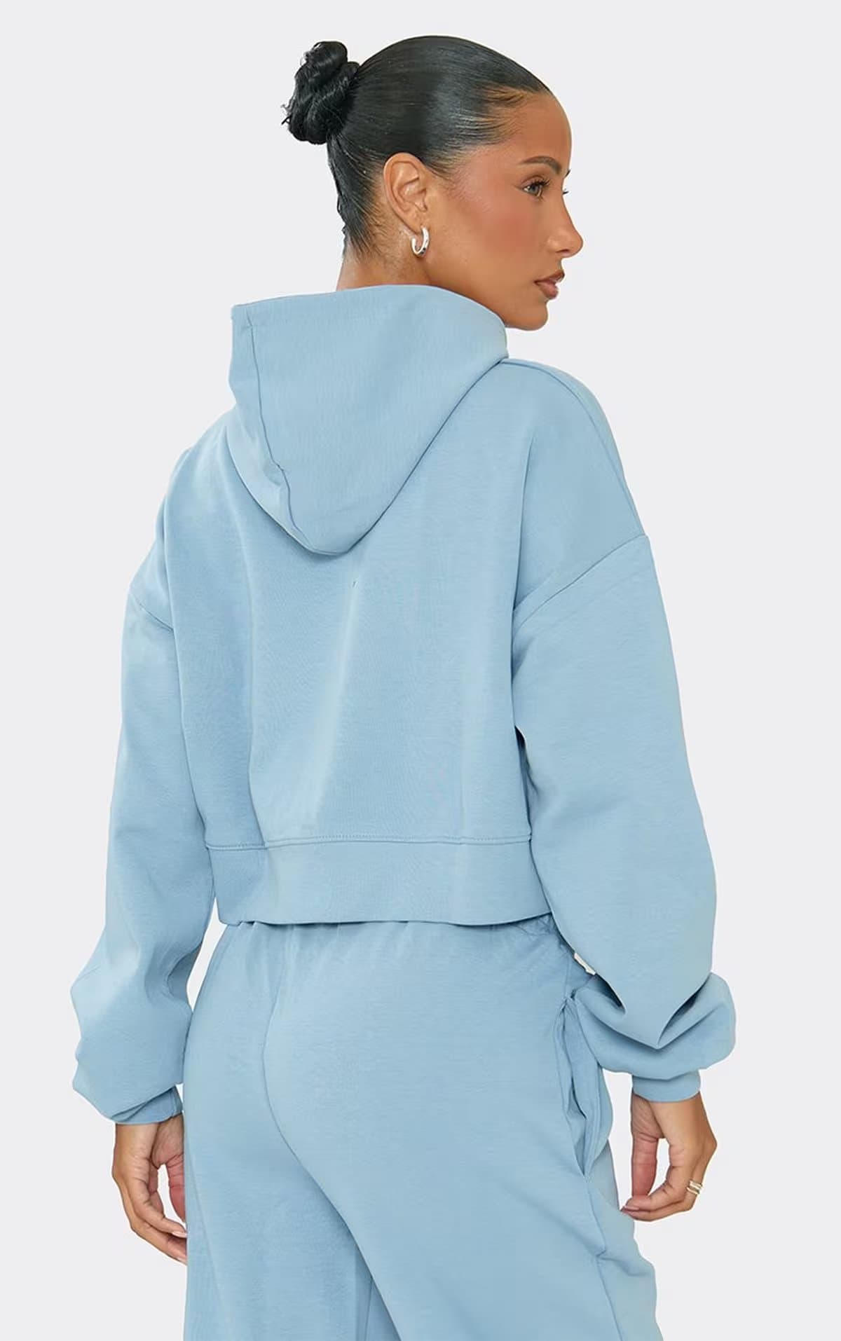 EGO Long Sleeve Zip Up Oversized Hoodie In Blue Interlock, Women's Size UK 6