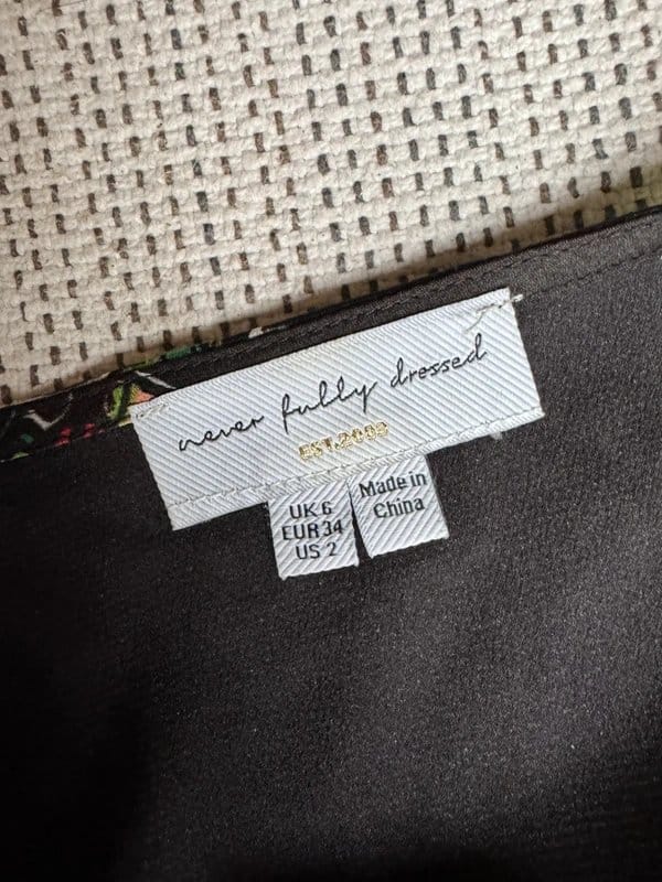 Never Fully Dressed Black Cocktail Pattern Midi Dress