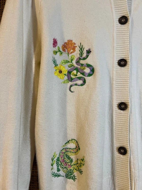 Never Fully Dressed Never Fully Dressed Women's White Embroidered Knitted Cardigan | S
