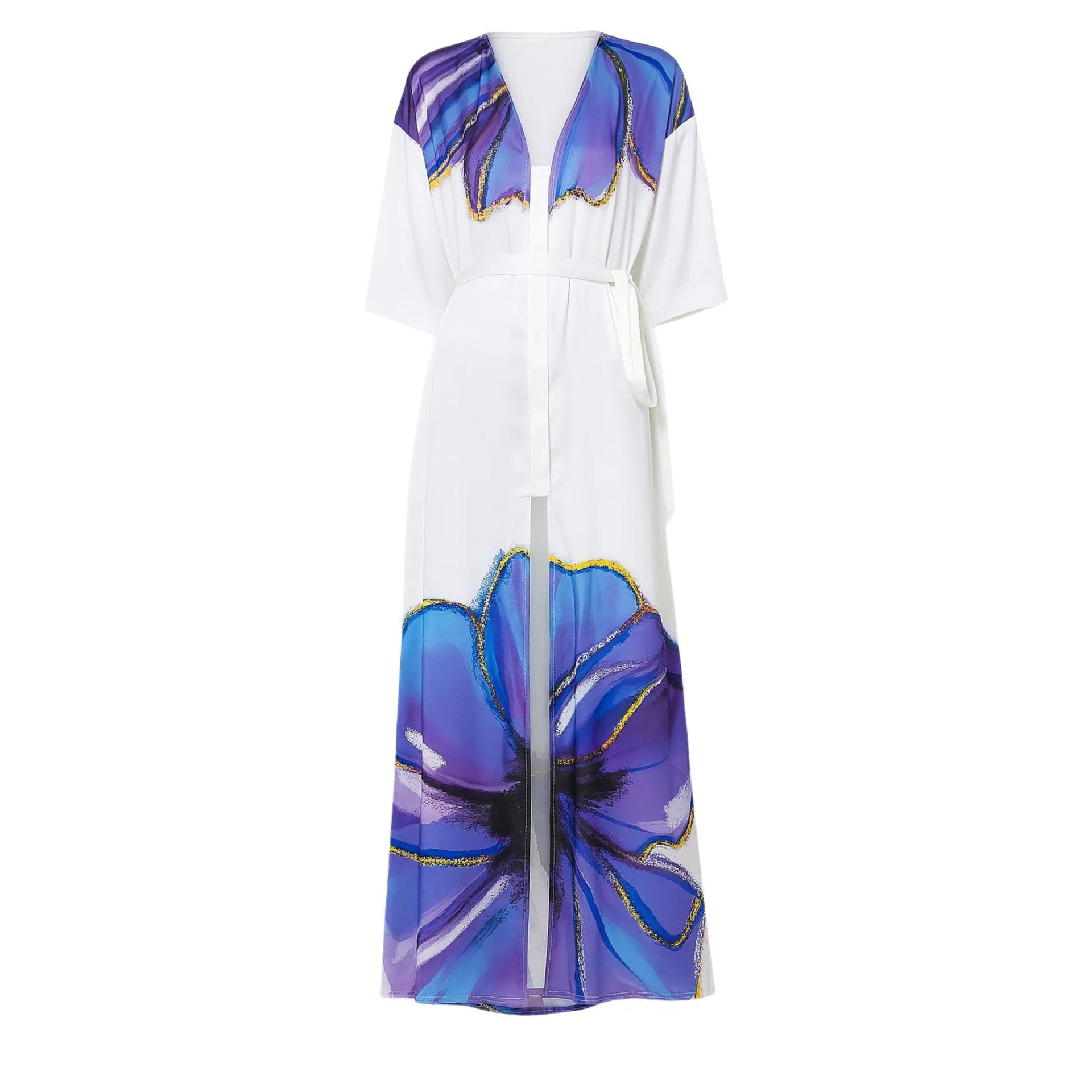 Zafur Official White Flower Print Maxi Dress