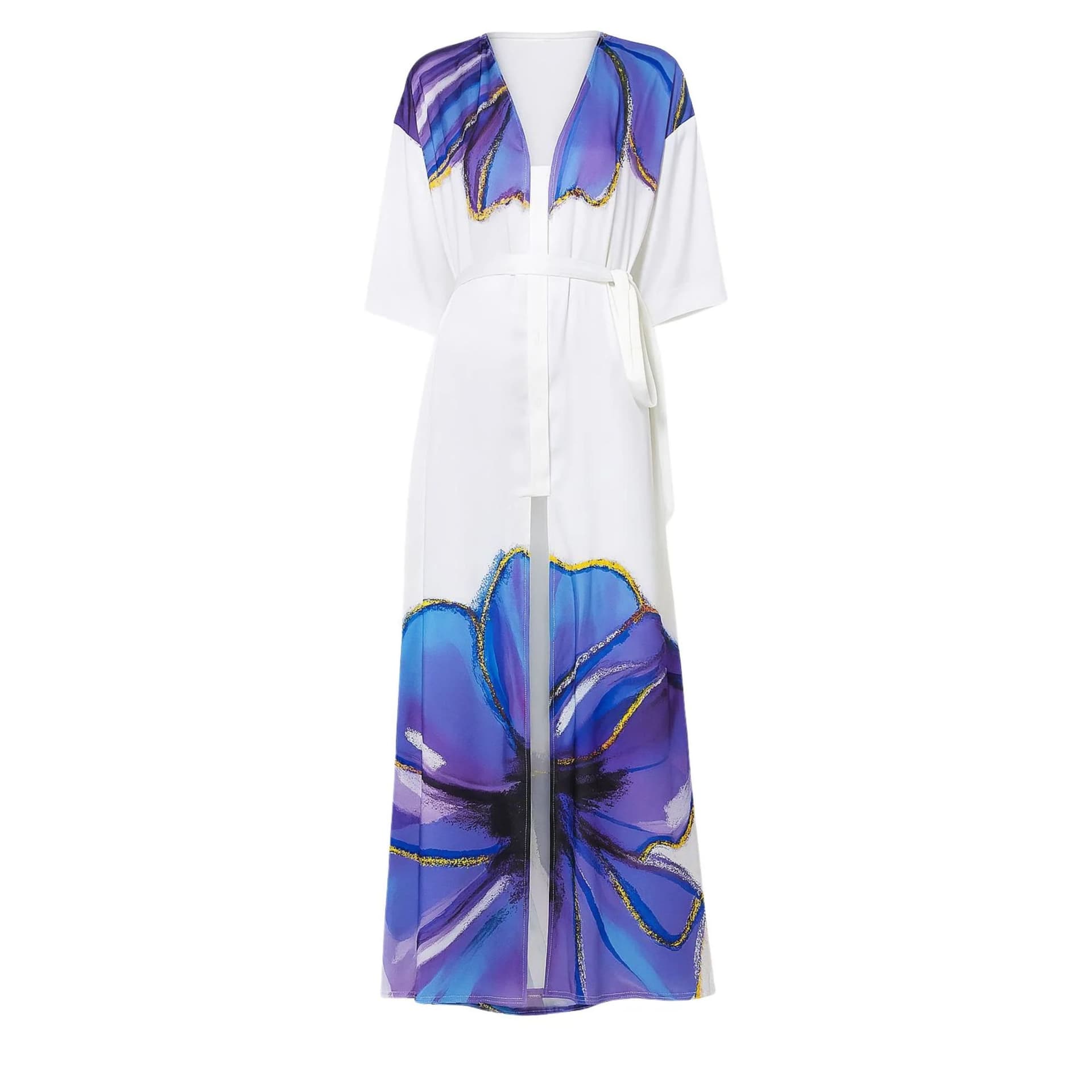 Zafur official Zafur Official White Flower Print Maxi Dress