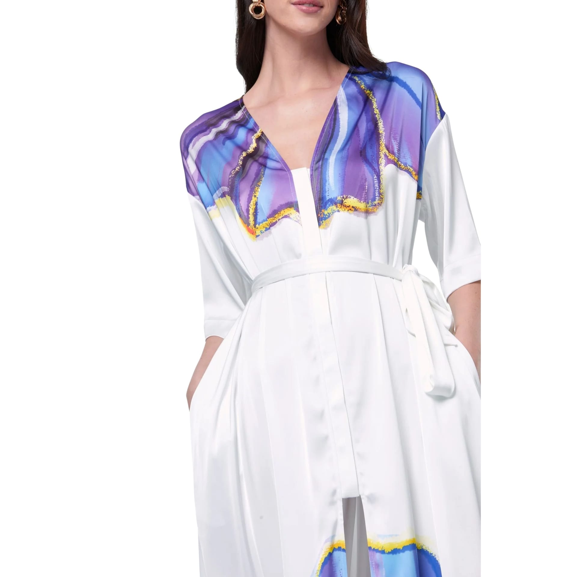 Zafur official Zafur official Women's Santorini Dress in Flower Print on Snow White - 4
