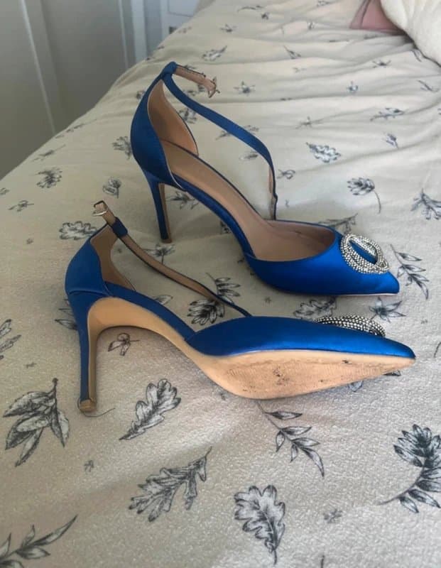 New Look New Look Royal Blue Satin Embellished Pointed Toe Heels