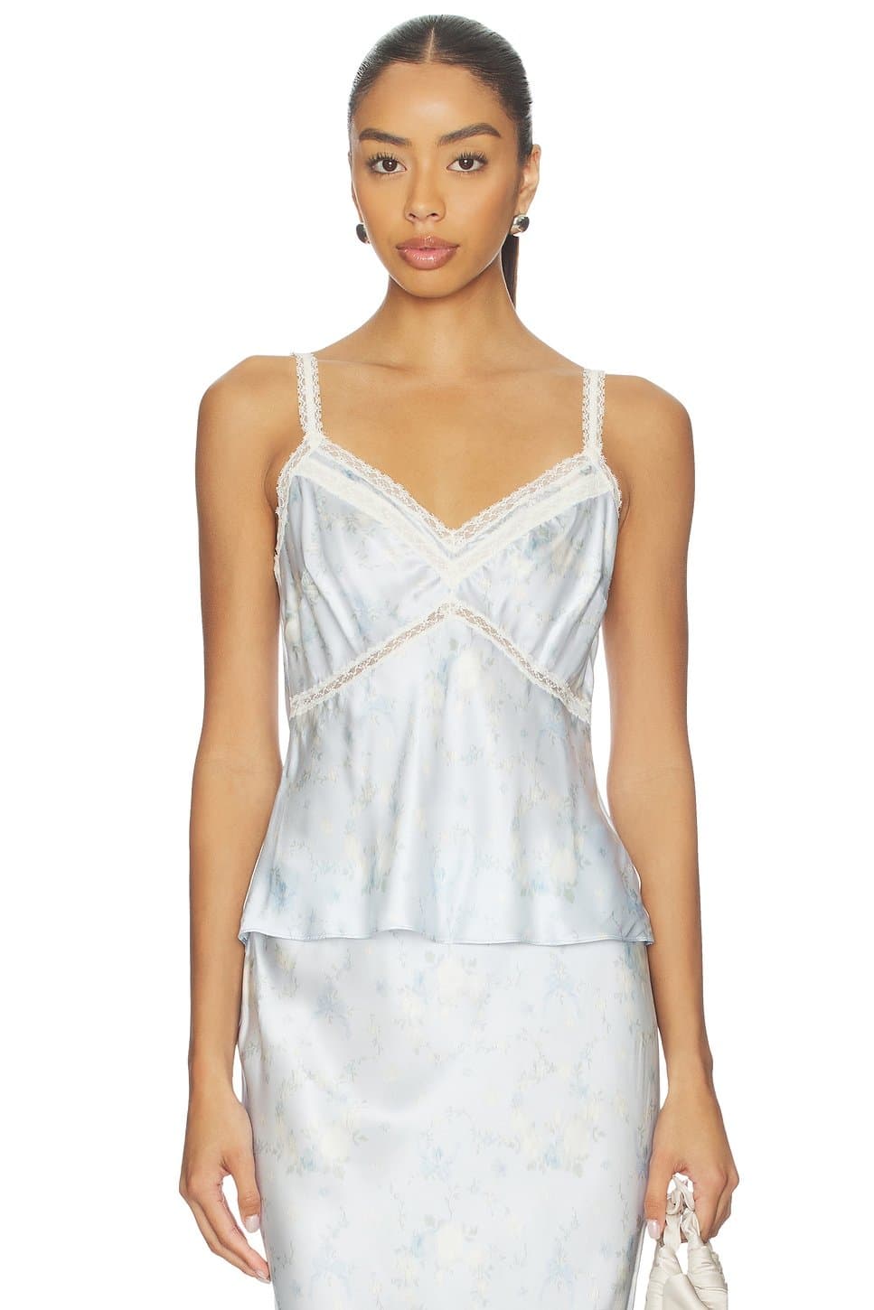 revolve LoveShackFancy Floral Print Camisole Top in Snowdrop Blue
