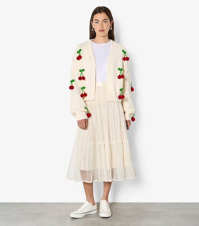 Apricot Women's Stone Cherry Appliqued Open Cardigan Apricot New Look - 2