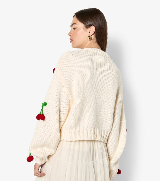 Apricot Women's Stone Cherry Appliqued Open Cardigan Apricot New Look - 3