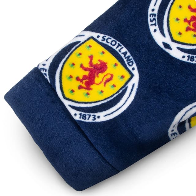 Scottish FA Scottish FA Men's Adults Hooded Fleece Dressing Gown Robe in Navy - 3