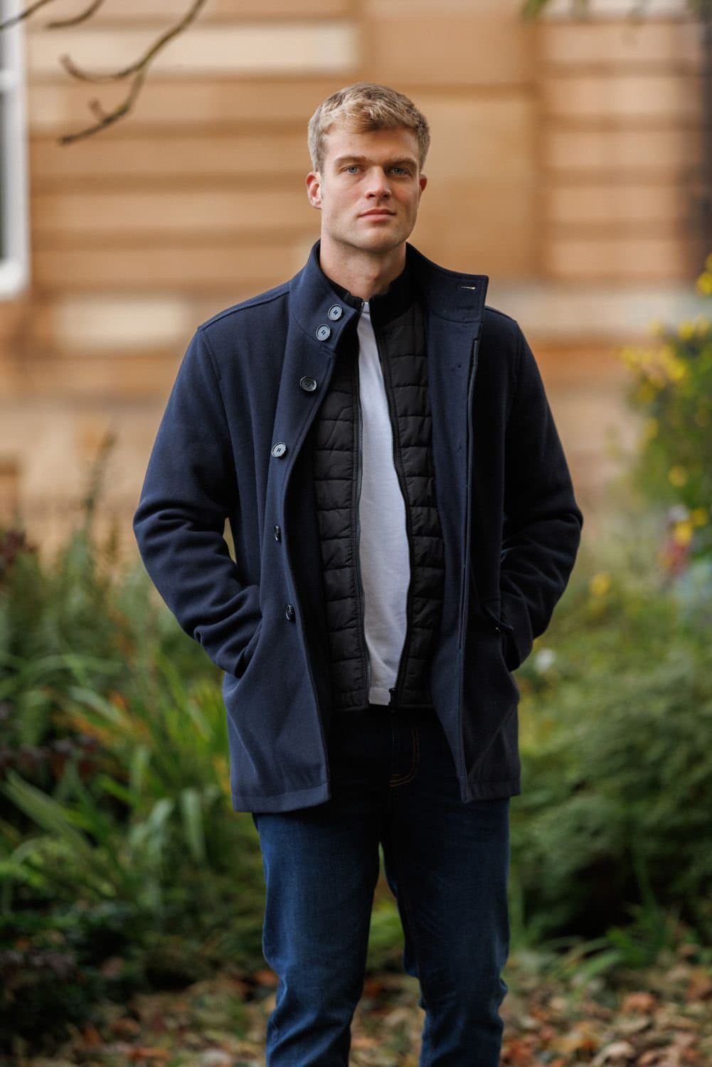Tokyo Laundry Tokyo Laundry Men's Padded Faux Wool Coat in Navy