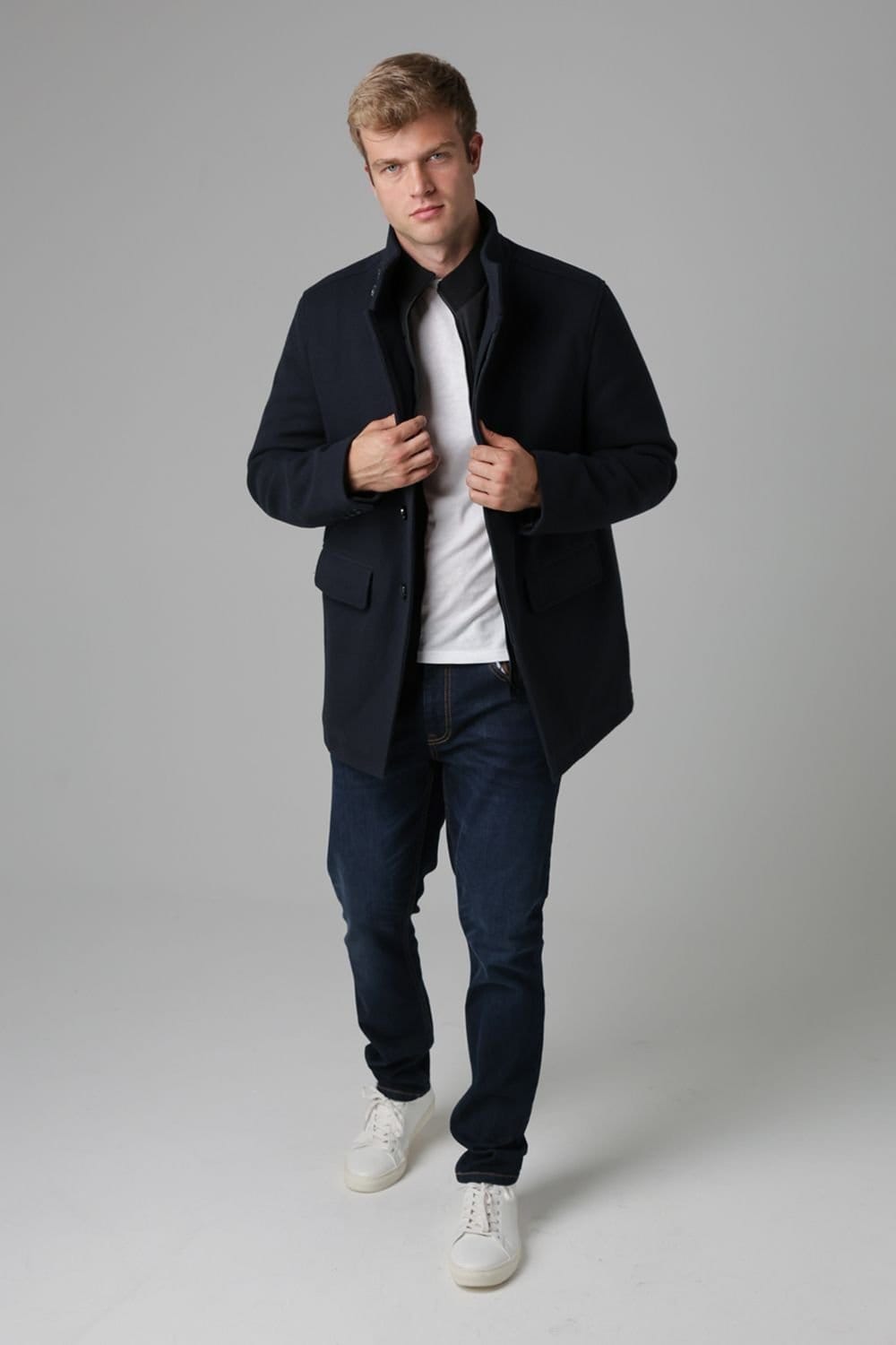 Tokyo Laundry Tokyo Laundry Men's Padded Faux Wool Coat in Navy - 4