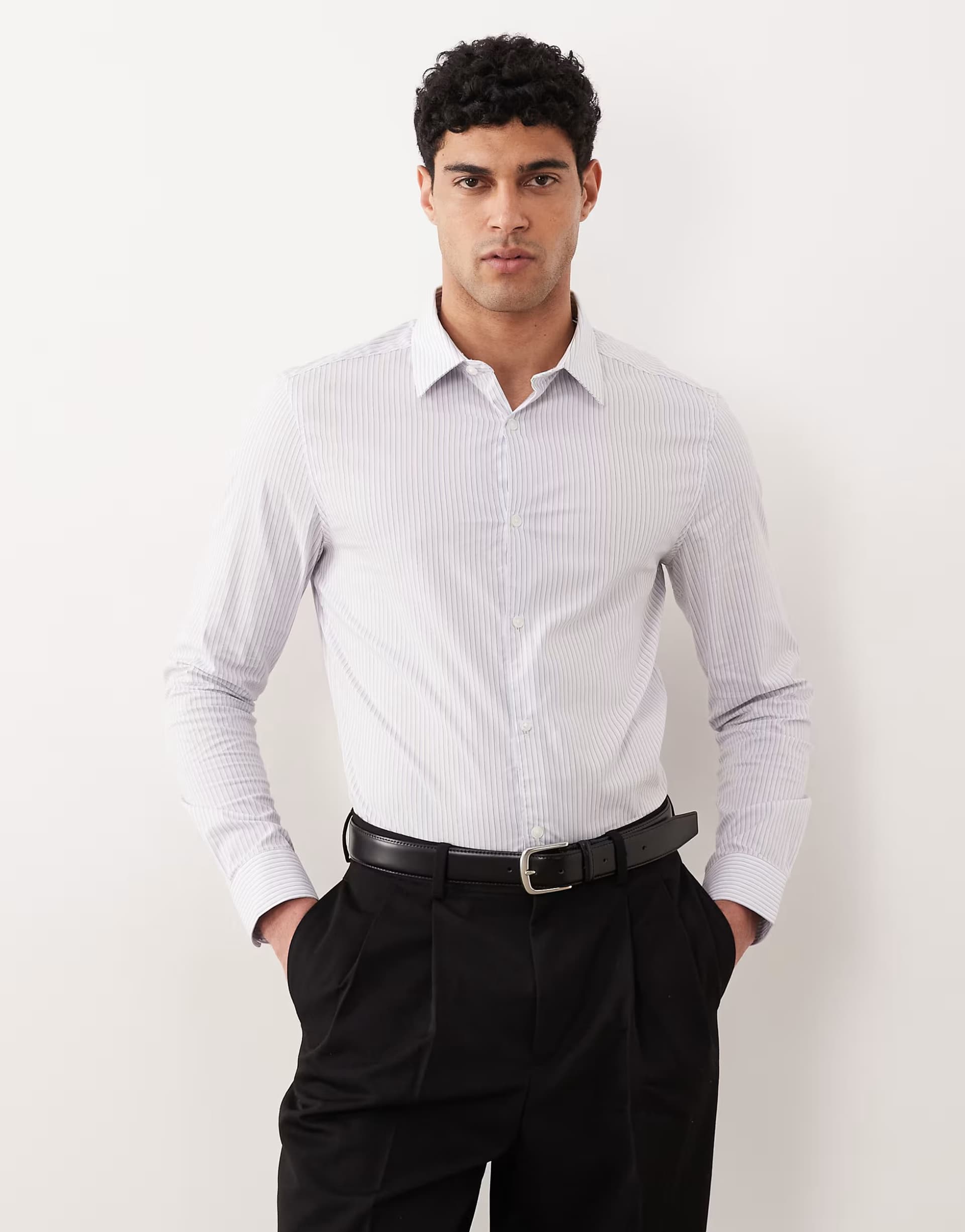 ASOS ASOS DESIGN slim smart shirt in multi stripe