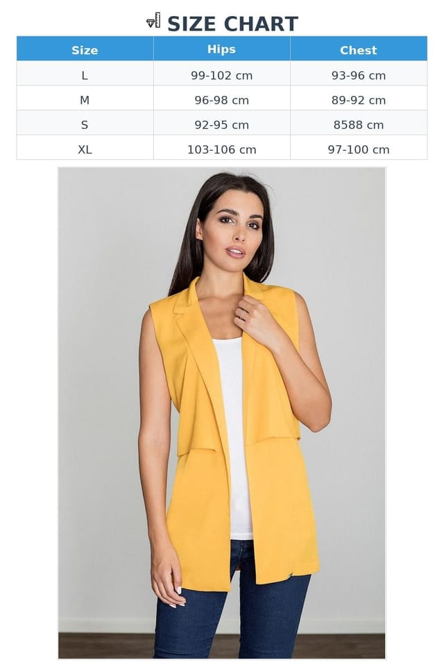 Love Lace Love Lace Women's Lightweight Long Collar Vest for Styling in Yellow - 3