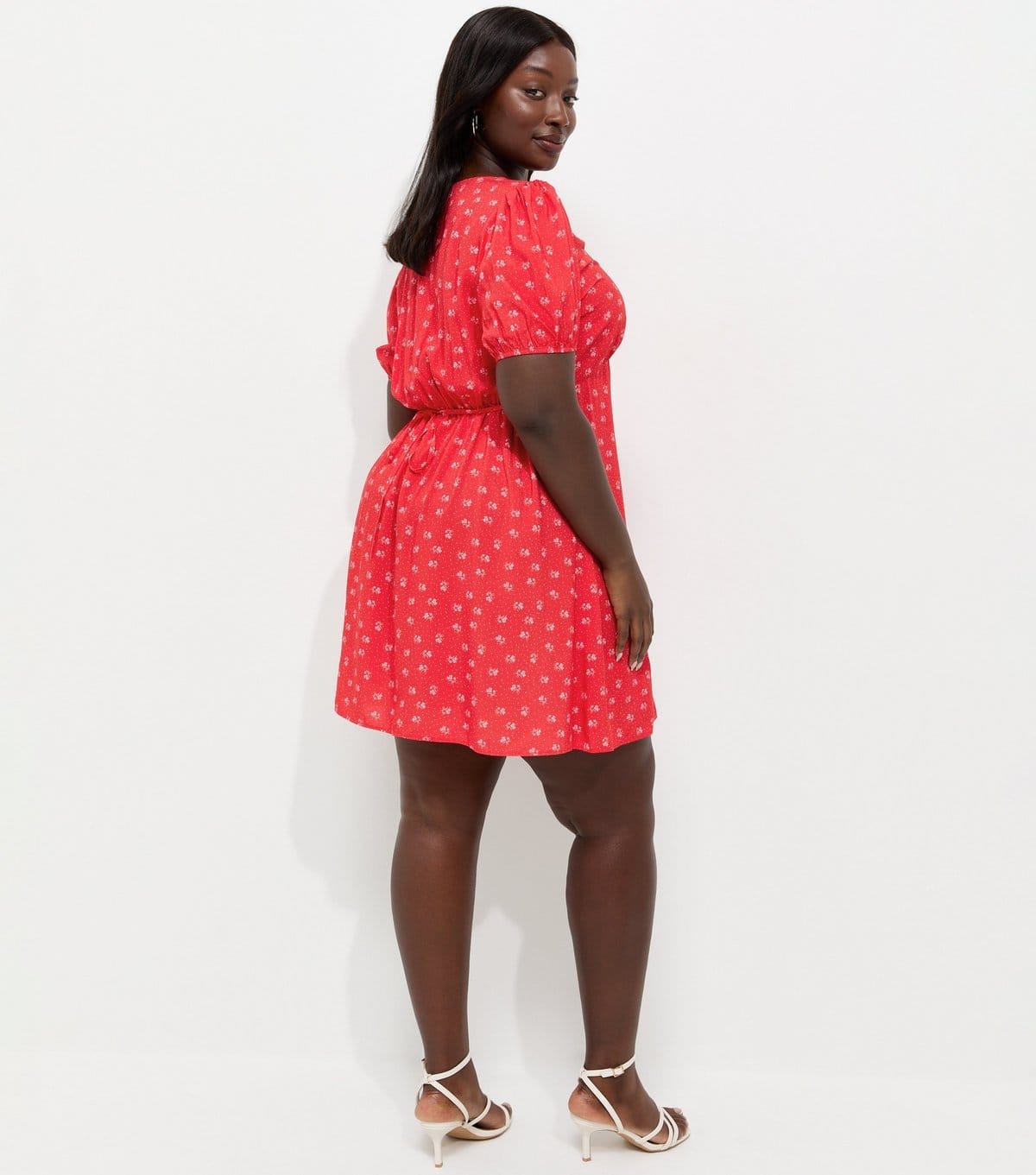 New Look Women's Plus Size Red Floral Short Sleeve Mini Dress Curves New Look - 4