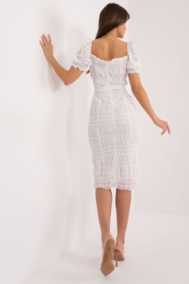 Love Lace Love Lace Women's Textured Pencil Midi Party Dress in White - 3