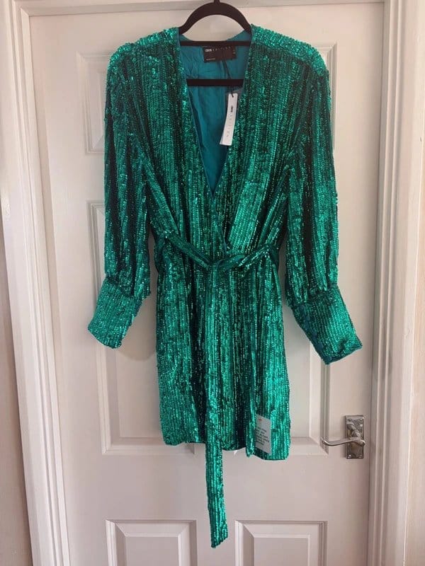 asos édition ASOS Edition Sequin Wrap Mini Dress – Teal Green – Size 8 - New With Tags - 1