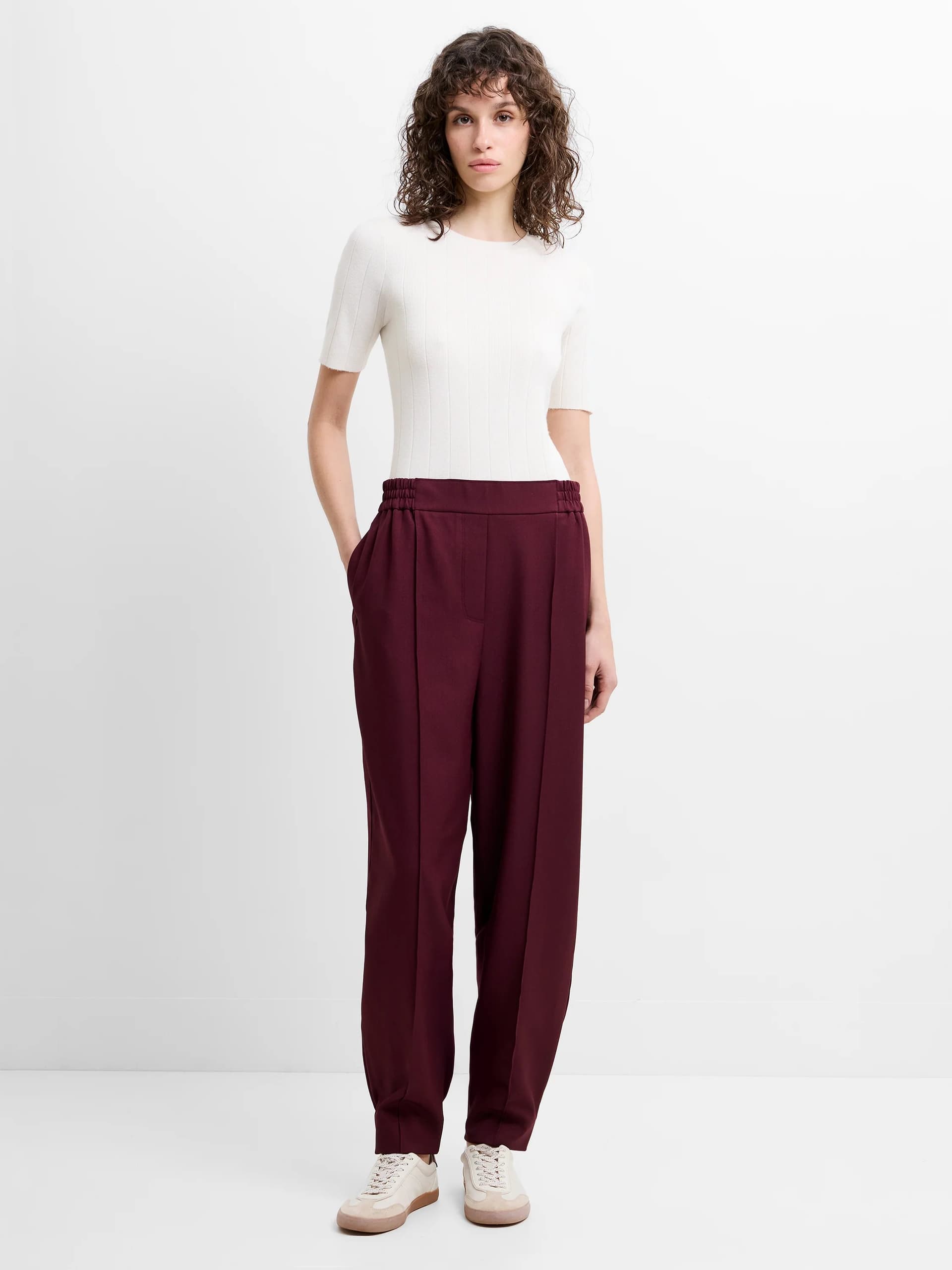 French Connection French Connection Berry Red Tailored Barrel Leg Trousers