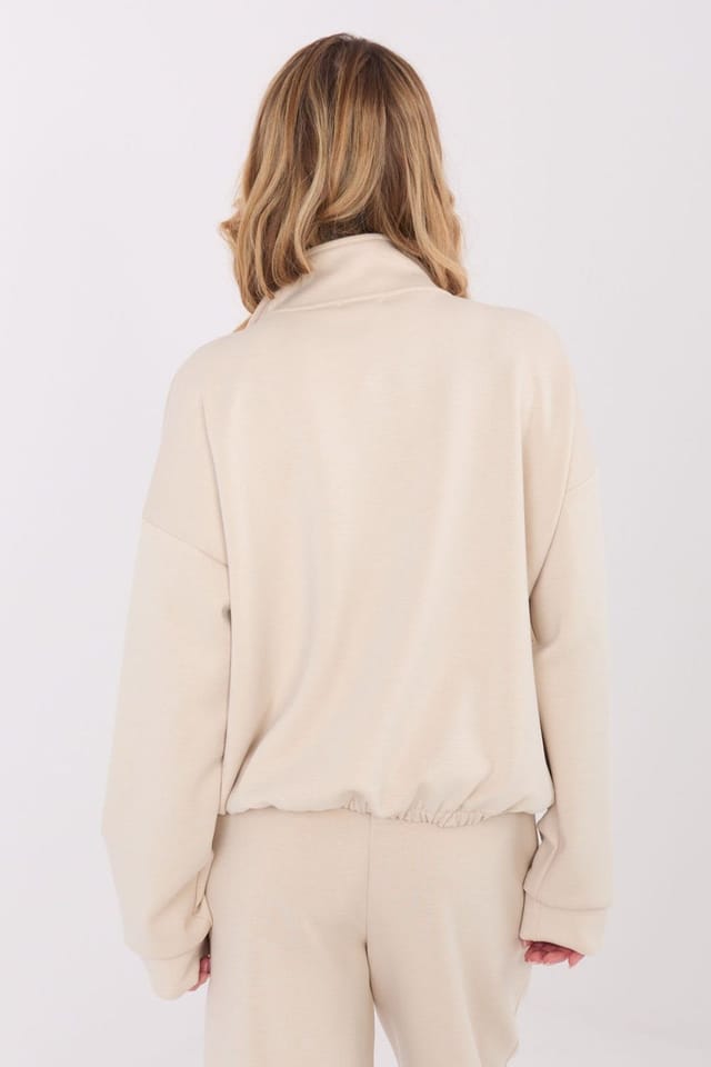 Love Lace Love Lace Women's Casual Zip Stand Collar Pocket Blouse in Beige - 3