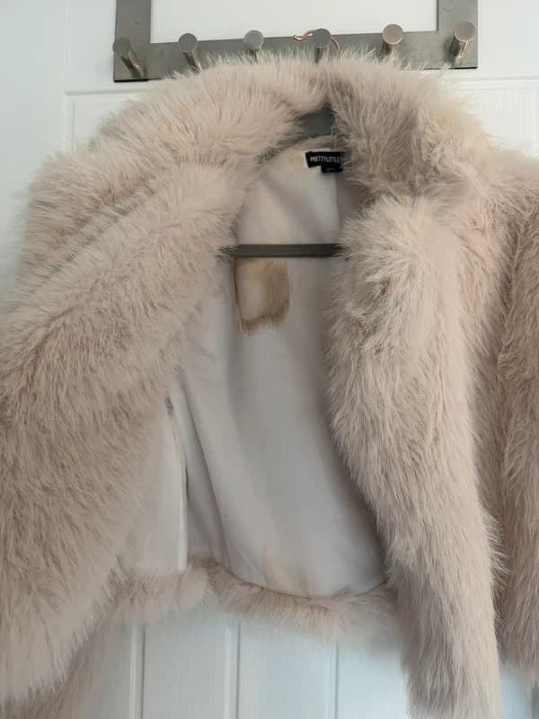 PrettyLittleThing Beige fluffy jacket
