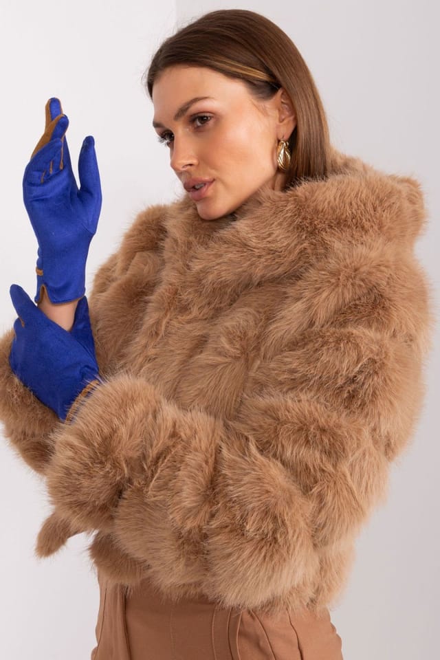 Love Lace Love Lace Women's Elegant Touchscreen Gloves Smooth Contrasting Inserts Braided Straps in Blue - 3