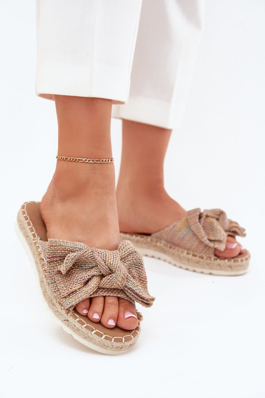Love Lace Love Lace Women's Braided Platform Sandals with Bow Front Lightweight Synthetic