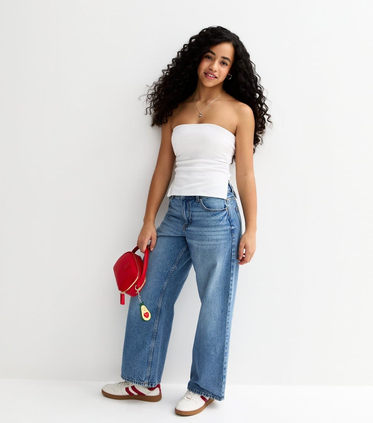 New Look Girls' White Ruched Side Bandeau Top New Look