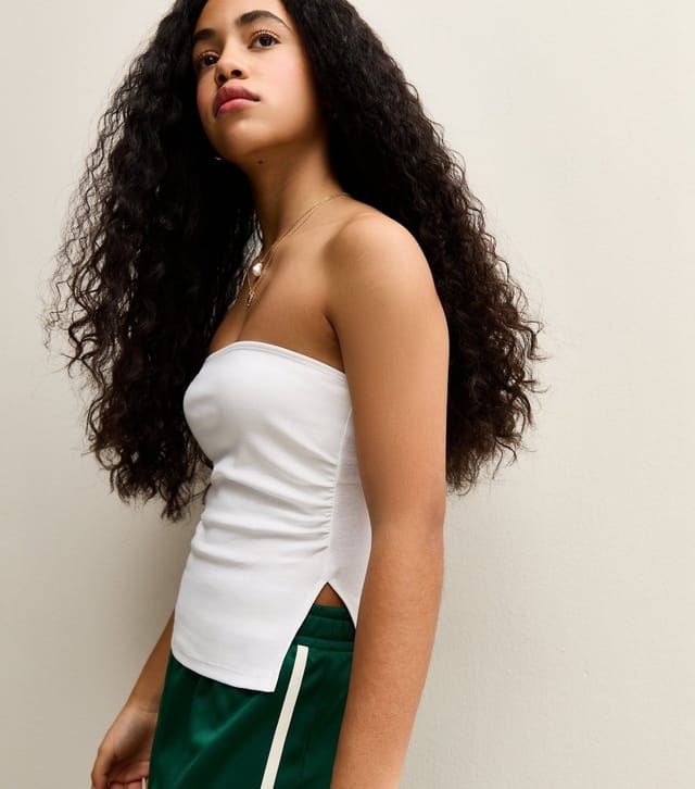 New Look Girls' White Ruched Side Bandeau Top New Look - 2