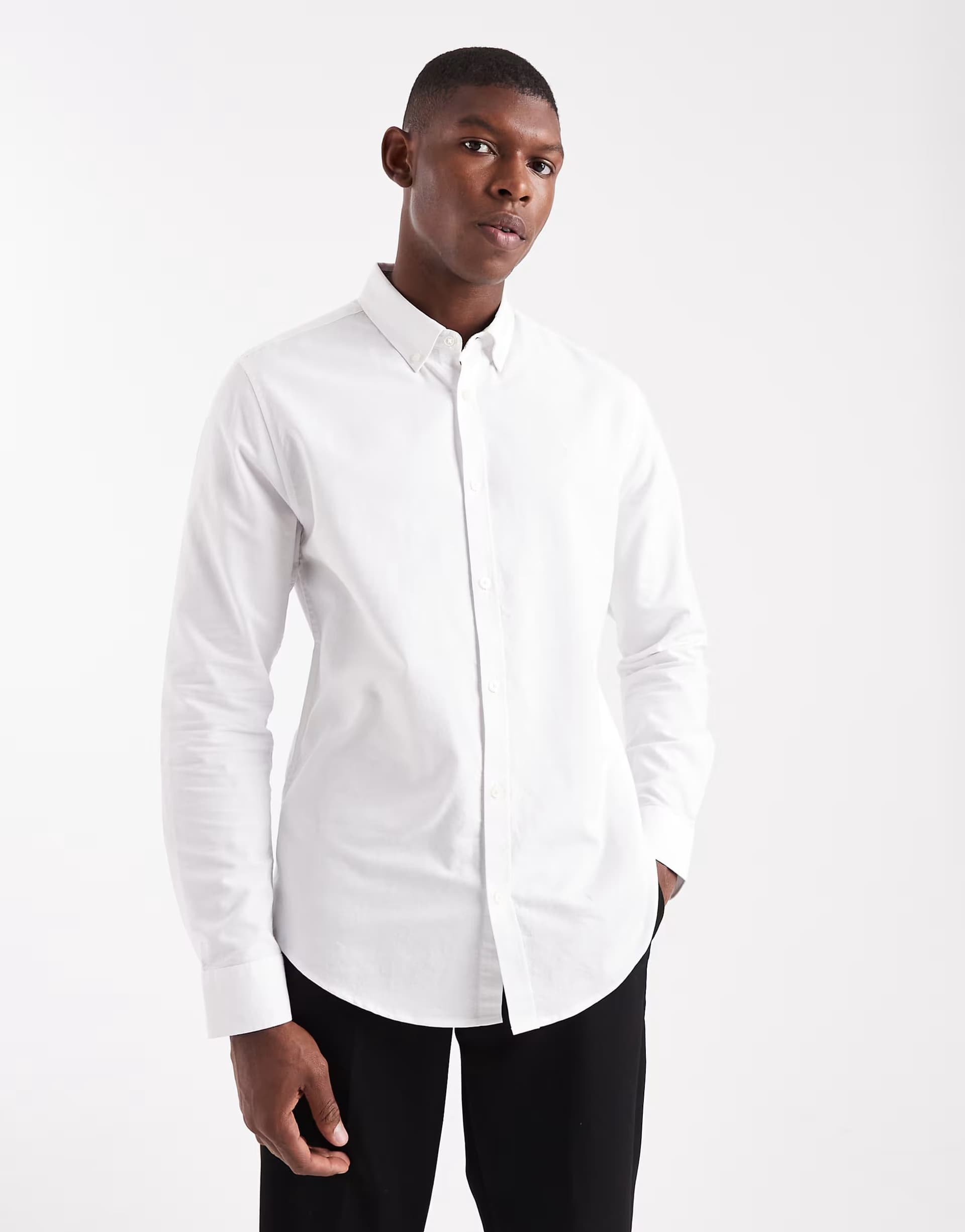 ASOS Threadbare long sleeve oxford shirt in white