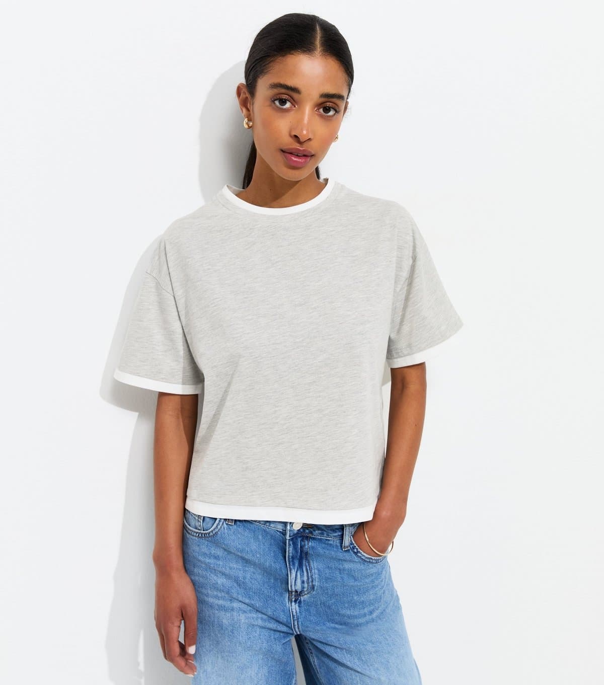 New Look New Look Grey Marl Boxy T-Shirt