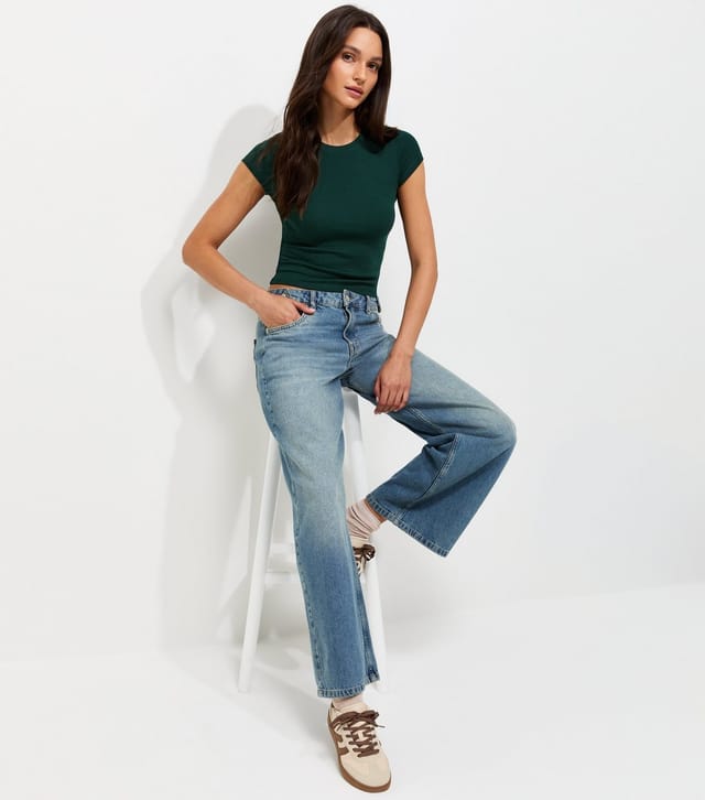 New Look Women's Dark Green Cotton Rich Baby Tee T-Shirt New Look - 3