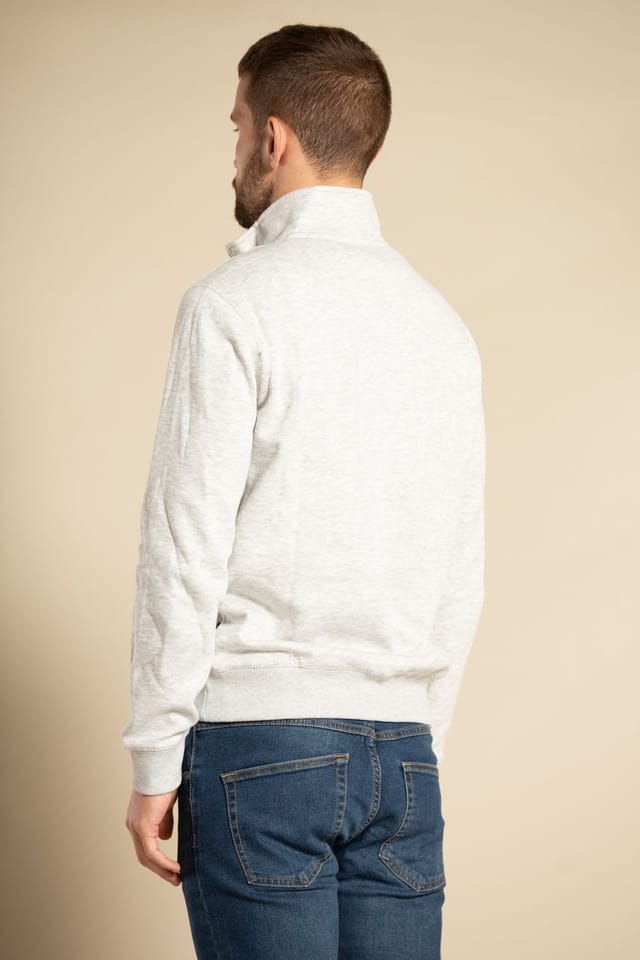 French Connection French Connection Men's Cotton Blend Half-Zip Jumper in Light Grey - 2