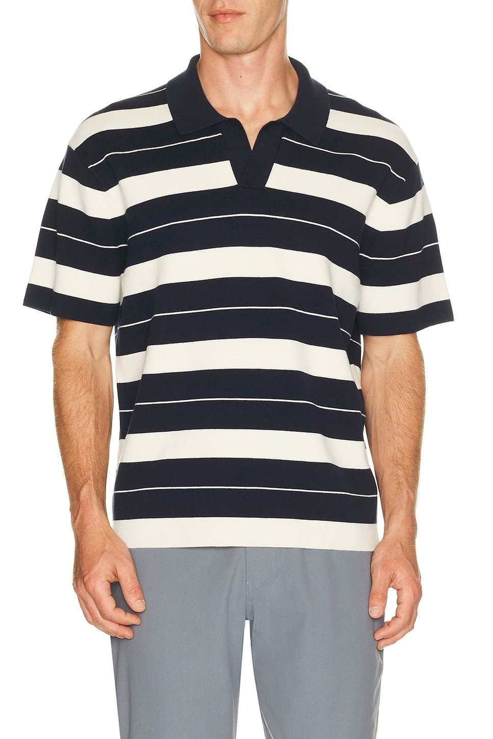 revolve Knit Stripe Short Sleeve Polo Shirt