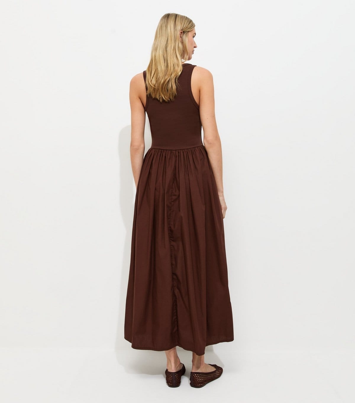 New Look Women's Tall Dark Brown Cotton 2 In 1 Poplin Midi Dress New Look - 4