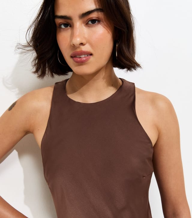 New Look Women's Dark Brown Satin High Neck Maxi Dress New Look - 2