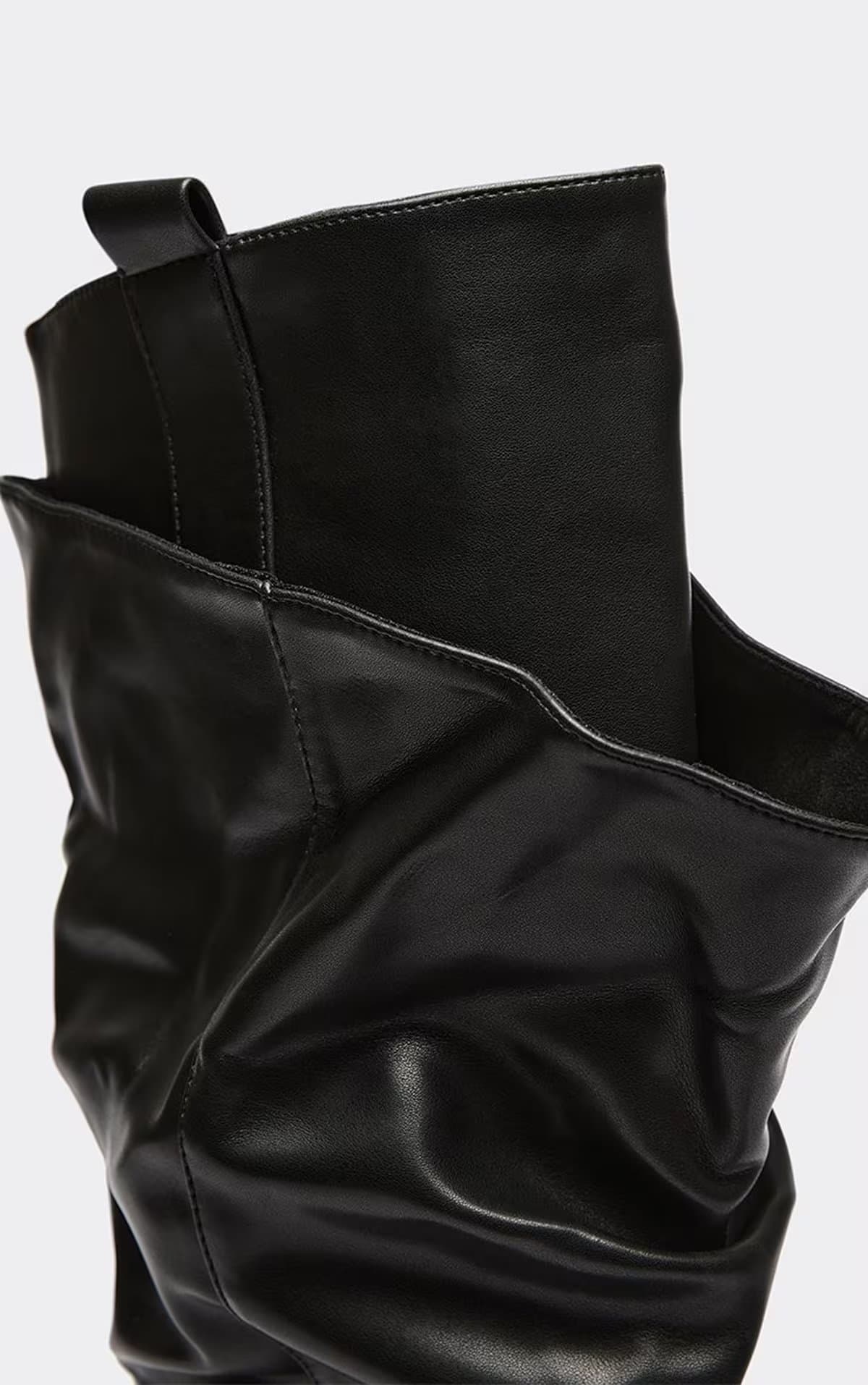 EGO Sloane Layered Knee High Biker Boot In Black Faux Leather, Women's Size UK 3
