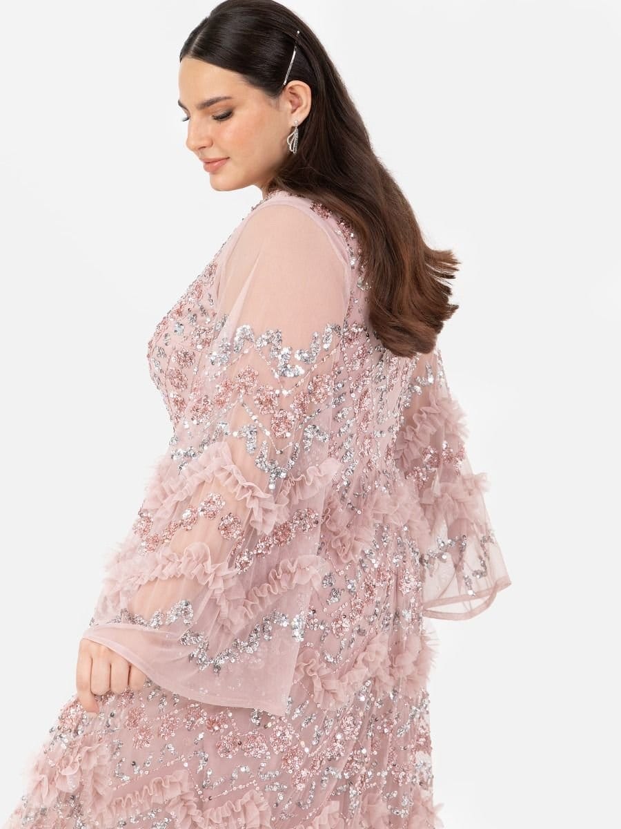 Maya Deluxe Maya Deluxe Women's Fully Embellished Maxi Dress in Light Pink - 4