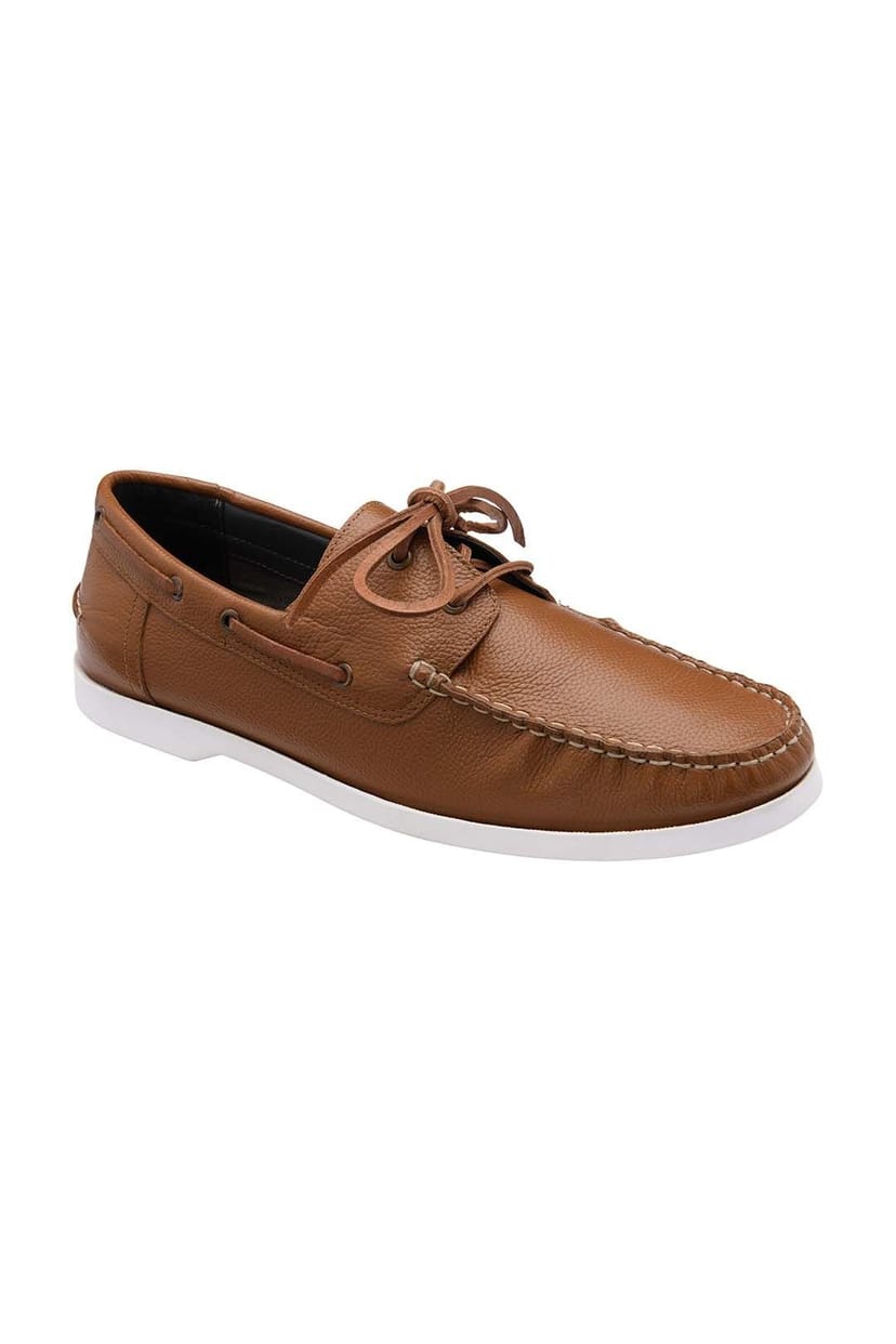 Frank Wright Frank Wright Men's Leather 'Reaney' Boat Shoes in Tan - 1