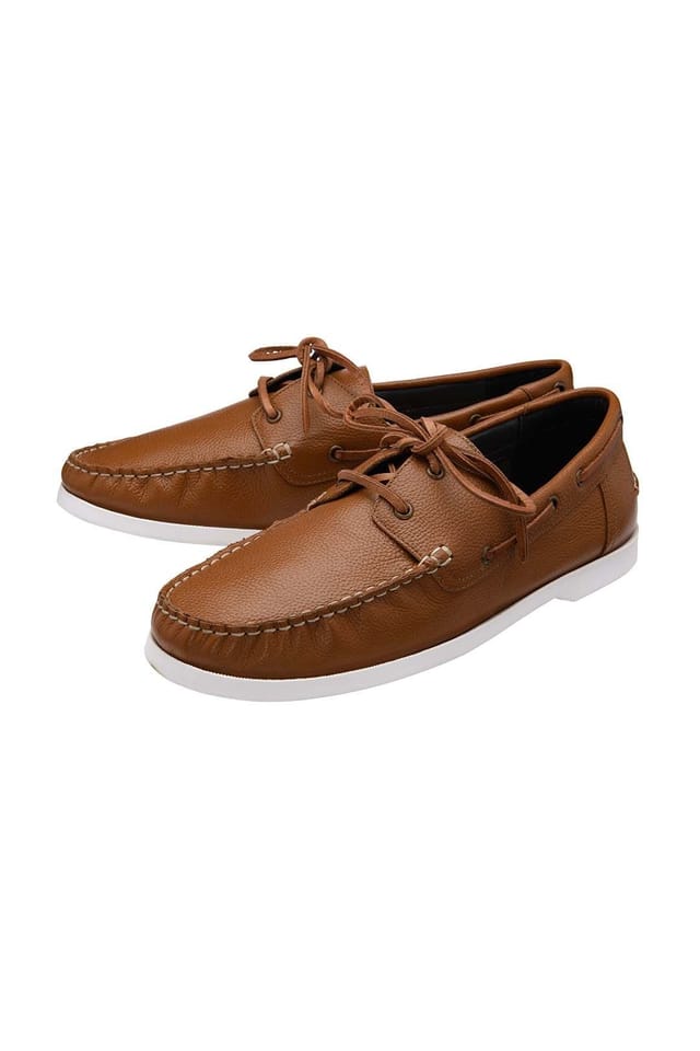 Frank Wright Frank Wright Men's Leather 'Reaney' Boat Shoes in Tan - 2