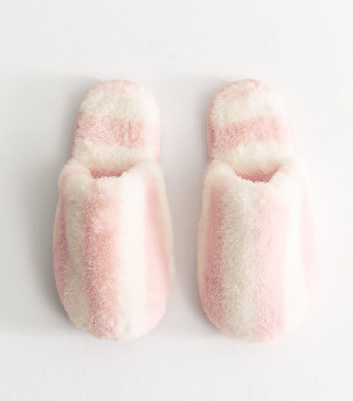 New Look New Look Pink Faux Fur Striped Slippers