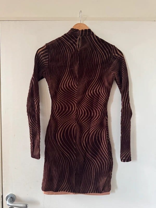Bershka Brown Velvet Illusion Dress