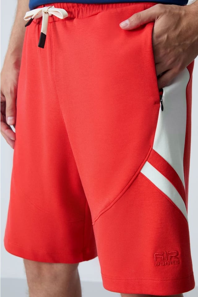 Tommy Life Tommy Life Men's Fleece Sweat Shorts in Red - 3