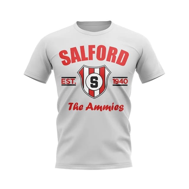 Salford City Salford City Men's Mens Established Football T-Shirt in White - 2