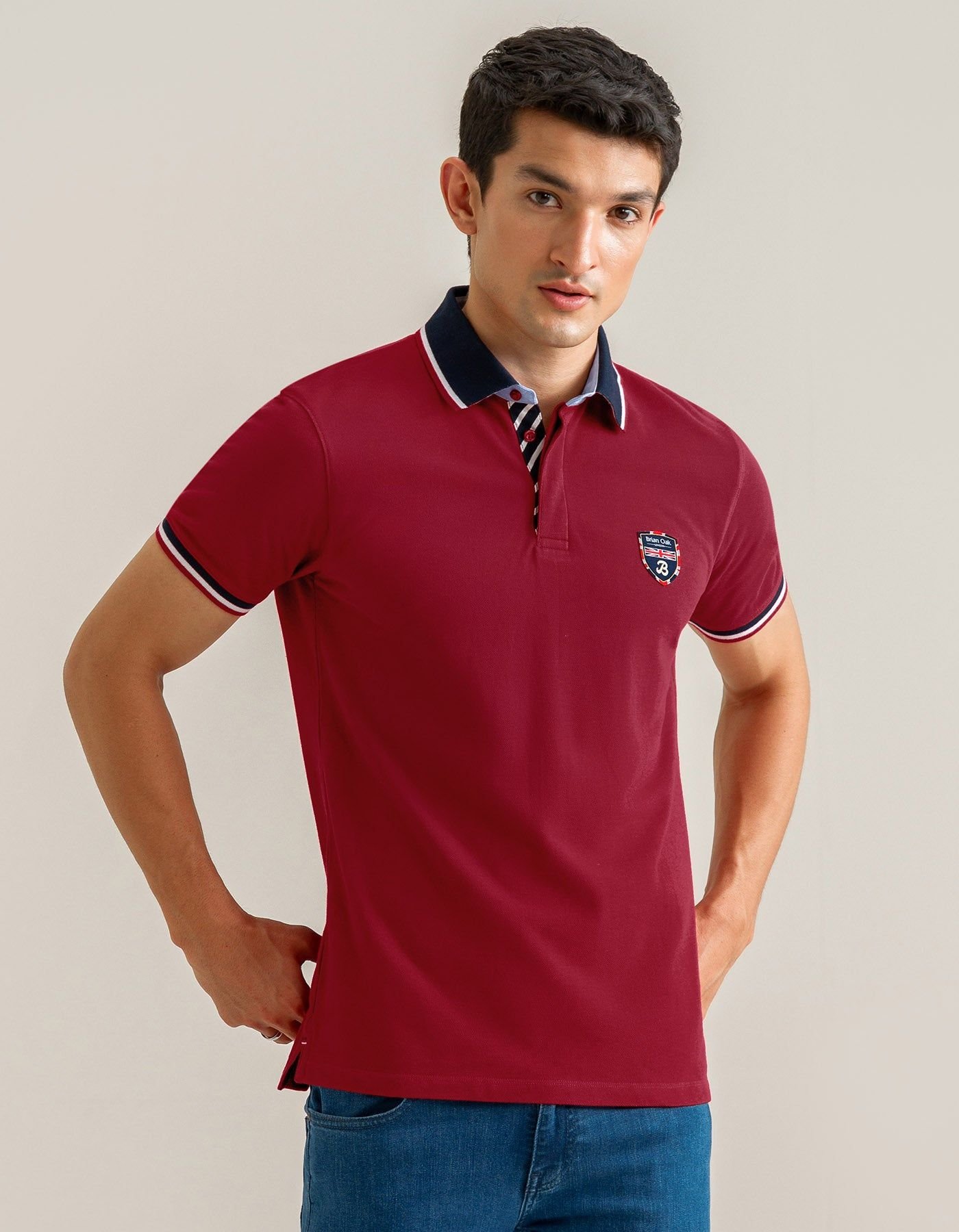 Brian Oak London Brian Oak London Men's Red Designer Polo Shirt - 2