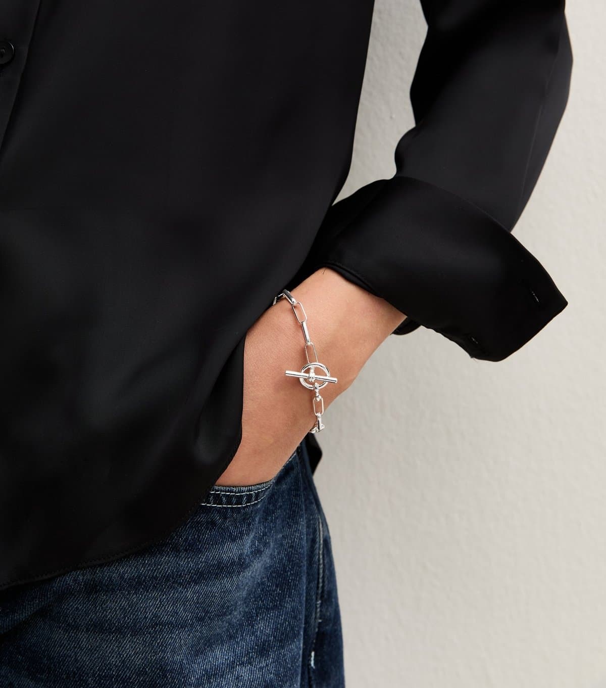 New Look Silver-Tone T-Bar Chain Link Bracelet New Look