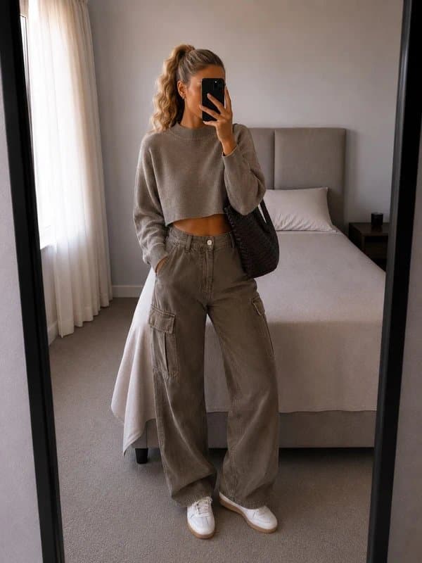 Bershka New Bershka Crop Jumper - Beige - M
