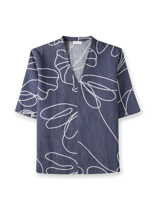 Celtic & Co Celtic & Co Women's Short Sleeve V-Neck Tunic Blouse in Mid Navy - 2