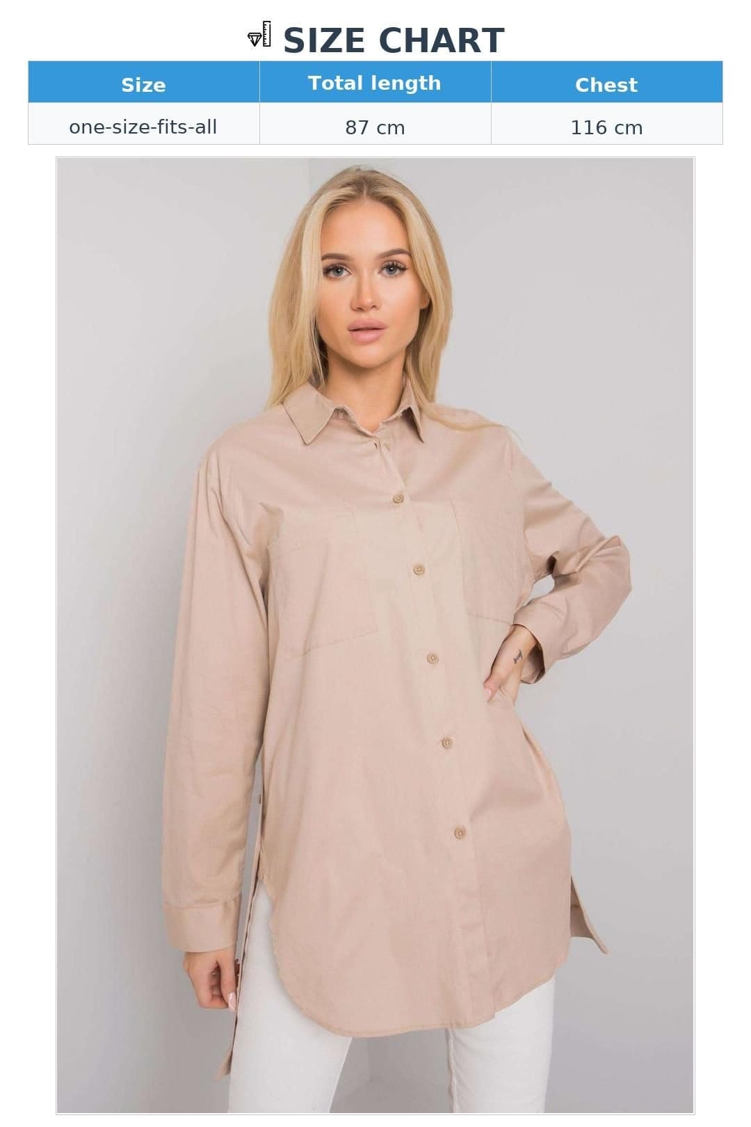 Love Lace Love Lace Women's Extended Cut Buttoned Cotton Long Sleeve Shirt in Beige - 4