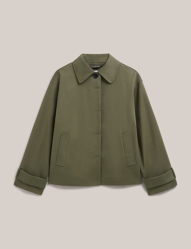 Hobbs London Hobbs London Women's Frida Collared Cropped Trench Coat in Olive - 2