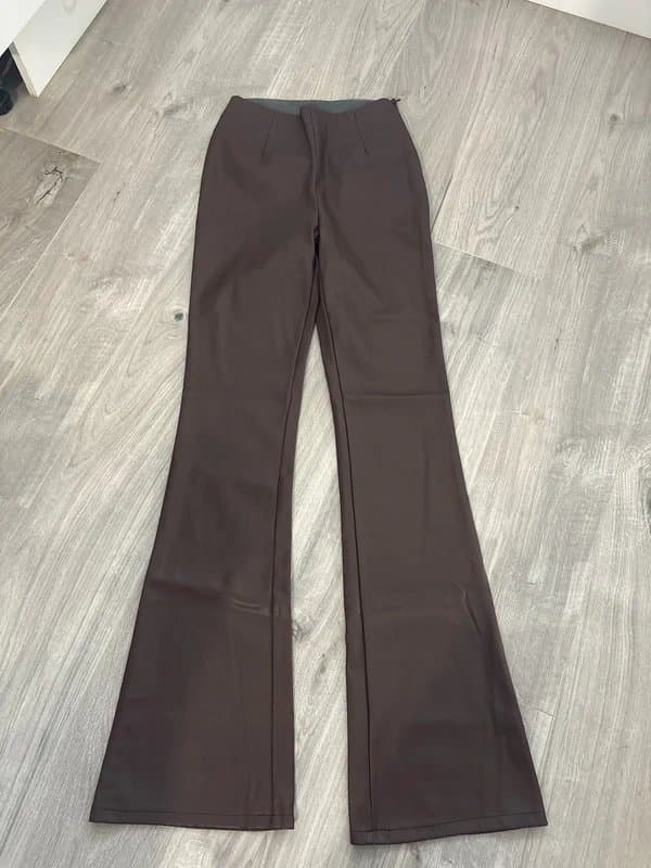 ASOS Design ASOS design brown leather look flared trousers size 8 tall
