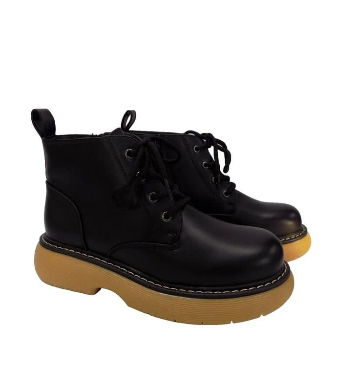 Vestante Lace Up Chunky Black Ankle Boots Womens UK 4 Platform Faux Leather Goth Combat