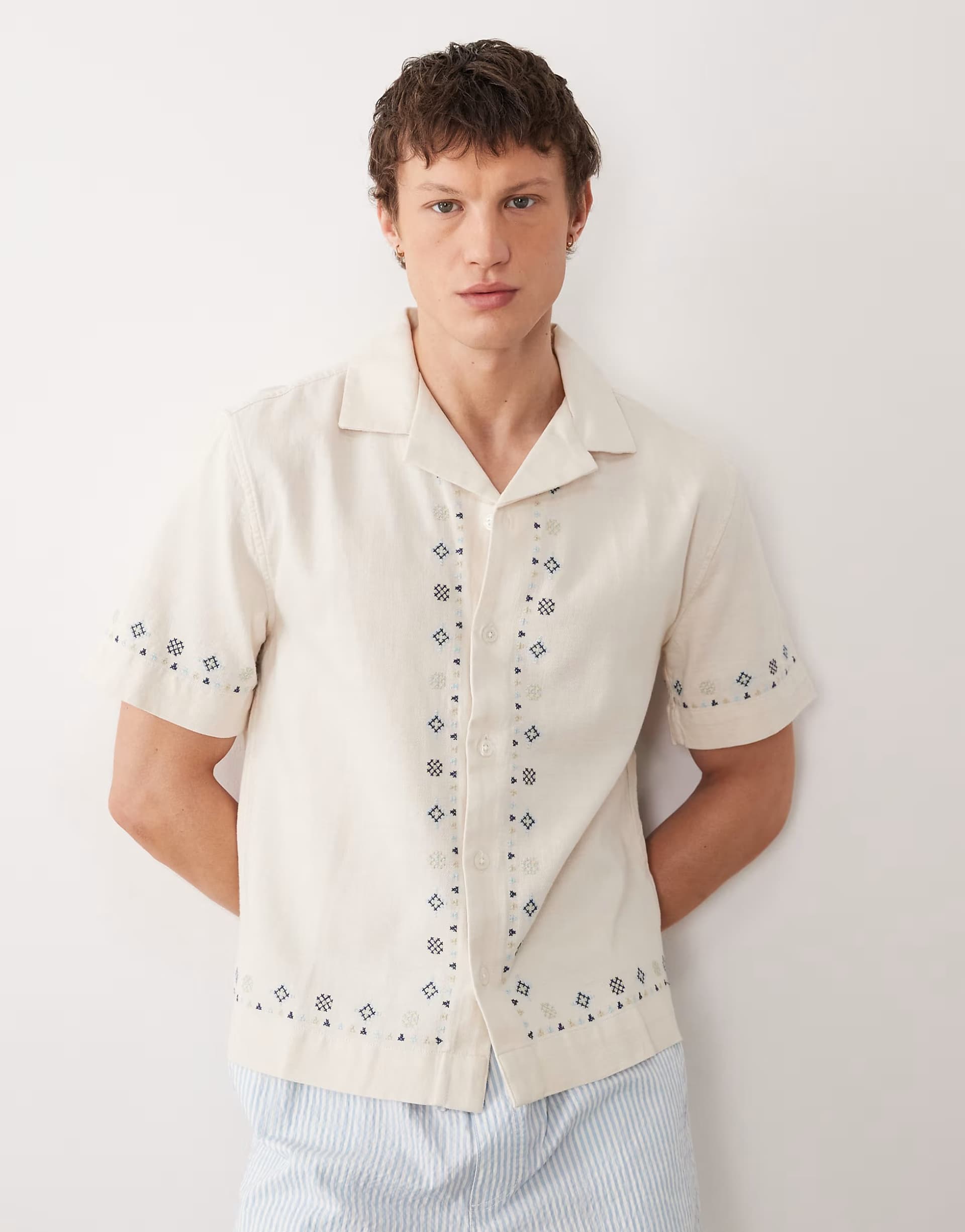 ASOS ASOS Abercrombie & Fitch Embroidered Cream Shirt